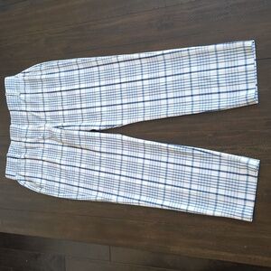 NEW Tory Burch Blue and Cream Tartan Plaid Pants, Fits Sz 10-12